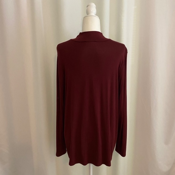 Eileen Fisher Mock Turtleneck Long‎ Sleeve Burgundy/Wine Viscose Spandex Size XL - Picture 2 of 6